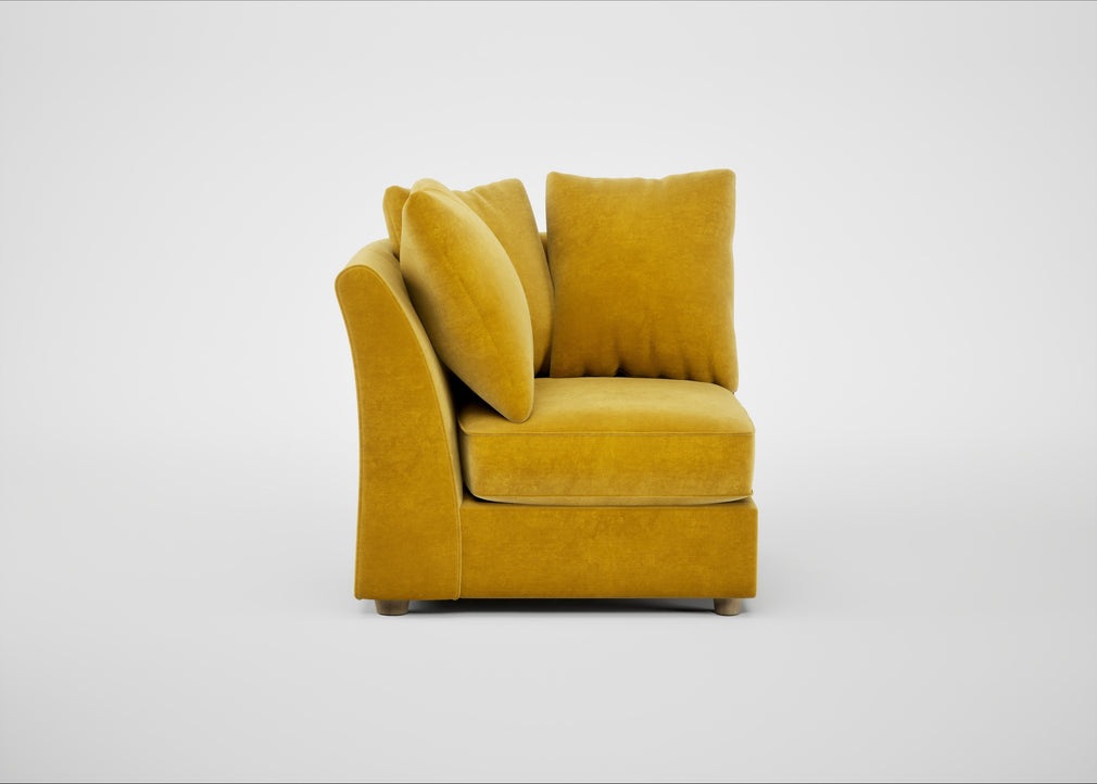Tailor Curved Right Hand Facing Corner Unit Smart Luxe Velvet Canary / Natural