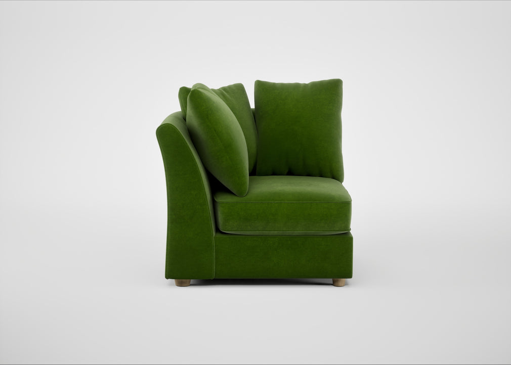 Tailor Curved Right Hand Facing Corner Unit Smart Luxe Velvet Grass / Natural