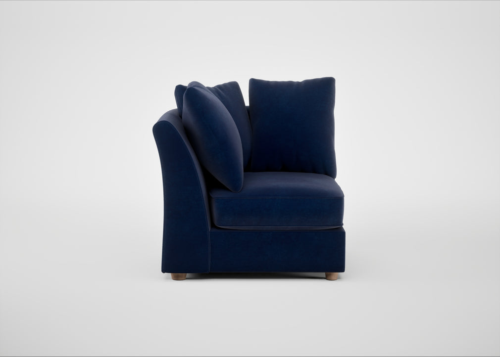 Tailor Curved Right Hand Facing Corner Unit Smart Luxe Velvet Midnight / Natural