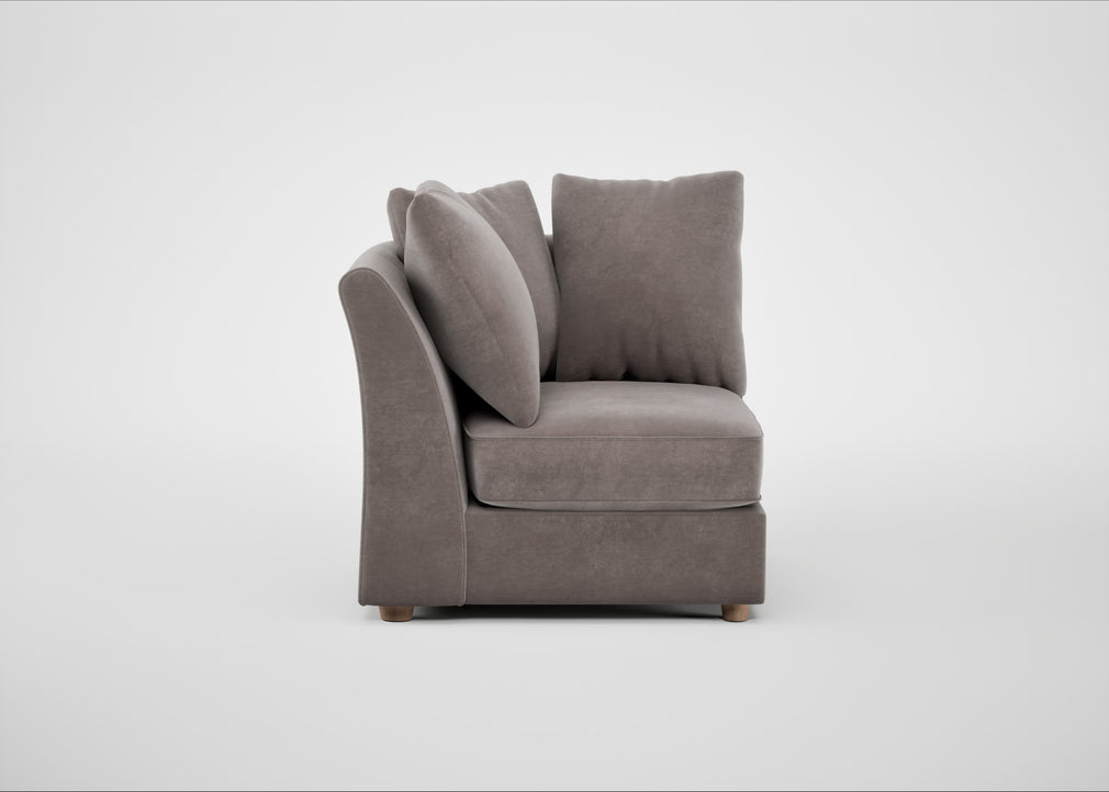 Tailor Curved Right Hand Facing Corner Unit Smart Luxe Velvet Mushroom / Natural