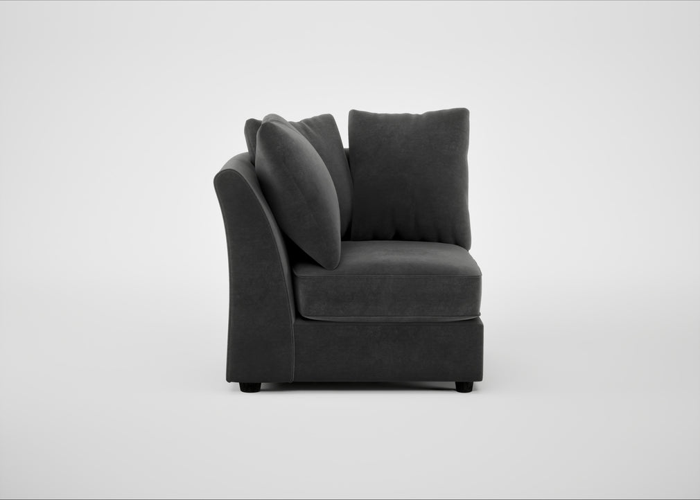 Tailor Curved Right Hand Facing Corner Unit Smart Luxe Velvet Nickel / Black
