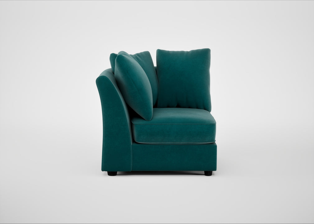 Tailor Curved Right Hand Facing Corner Unit Smart Luxe Velvet Ocean Green / Black