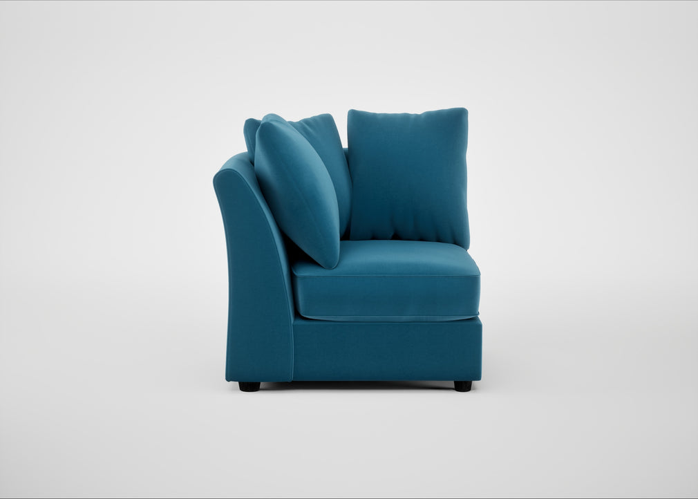 Tailor Curved Right Hand Facing Corner Unit Smart Velvet Ocean Blue / Black