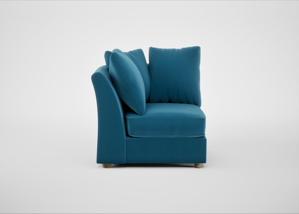 Tailor Curved Right Hand Facing Corner Unit Smart Velvet Ocean Blue / Natural