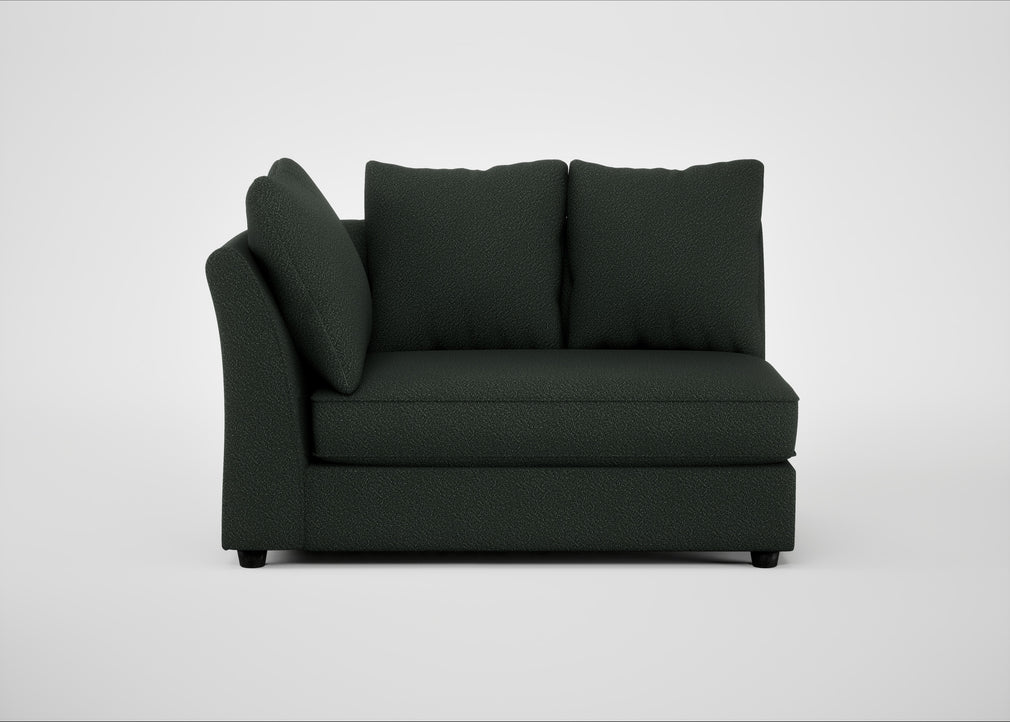Tailor Large Curved Left Hand Facing Corner Unit Boucle Fern / Black
