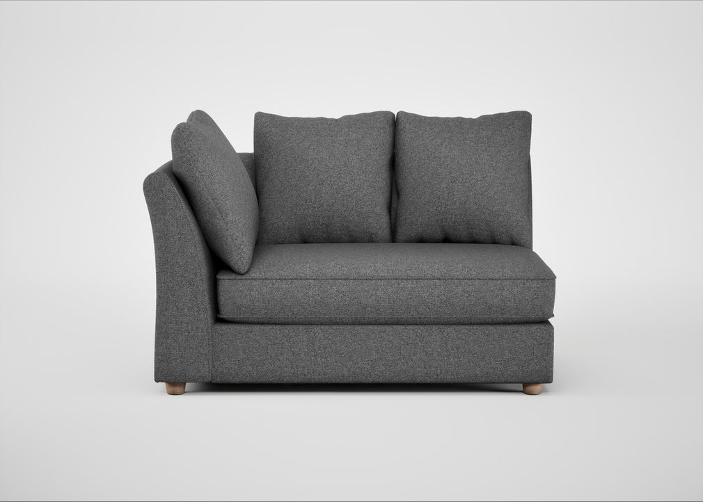 Tailor Large Curved Left Hand Facing Corner Unit Melton Wool Shale / Natural