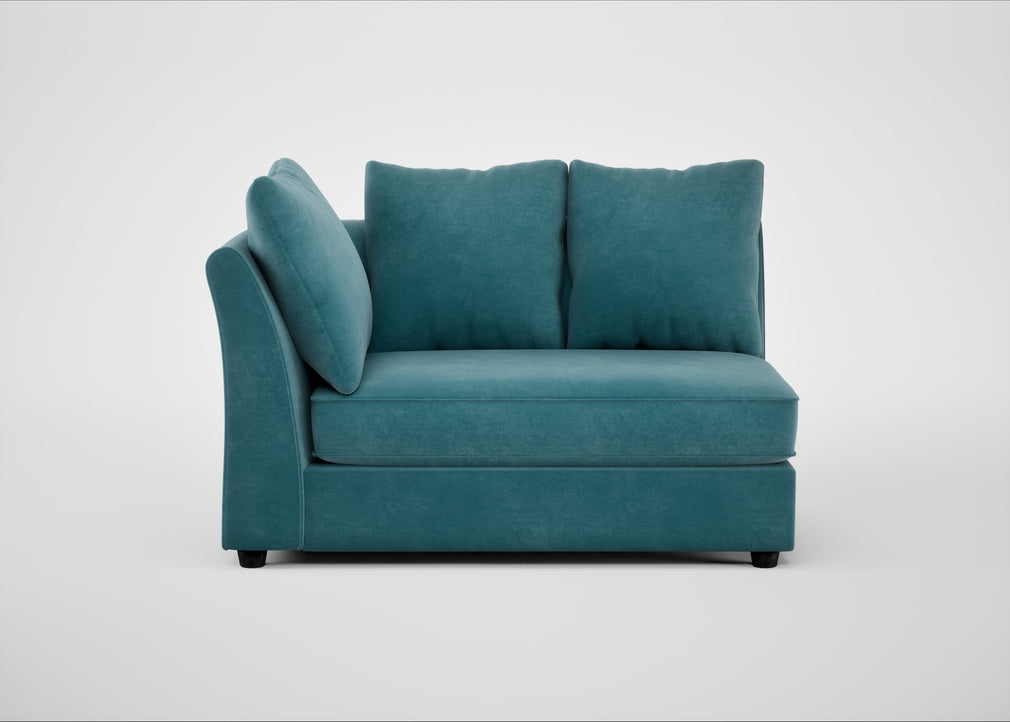 Tailor Large Curved Left Hand Facing Corner Unit Smart Luxe Velvet Airforce Blue / Black