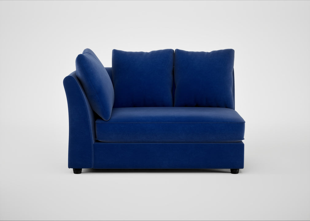 Tailor Large Curved Left Hand Facing Corner Unit Smart Luxe Velvet Azure / Black