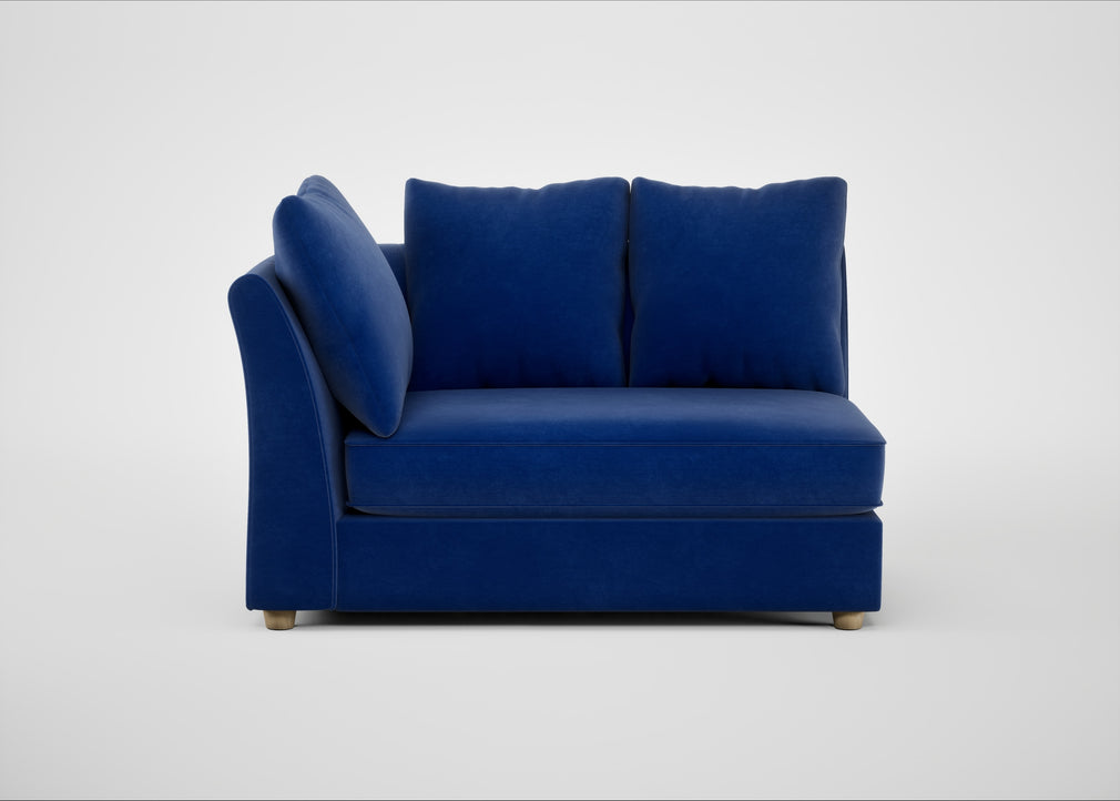 Tailor Large Curved Left Hand Facing Corner Unit Smart Luxe Velvet Azure / Natural