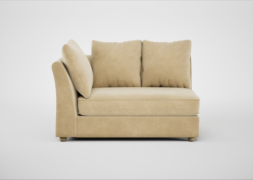 Tailor Large Curved Left Hand Facing Corner Unit Smart Luxe Velvet Biscuit / Natural