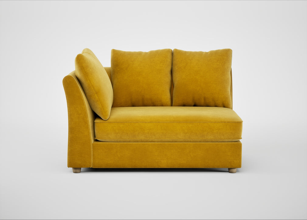 Tailor Large Curved Left Hand Facing Corner Unit Smart Luxe Velvet Canary / Natural