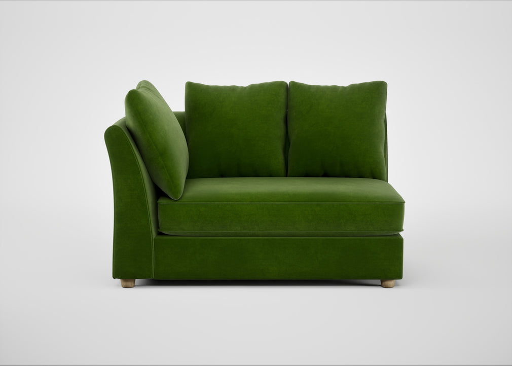 Tailor Large Curved Left Hand Facing Corner Unit Smart Luxe Velvet Grass / Natural