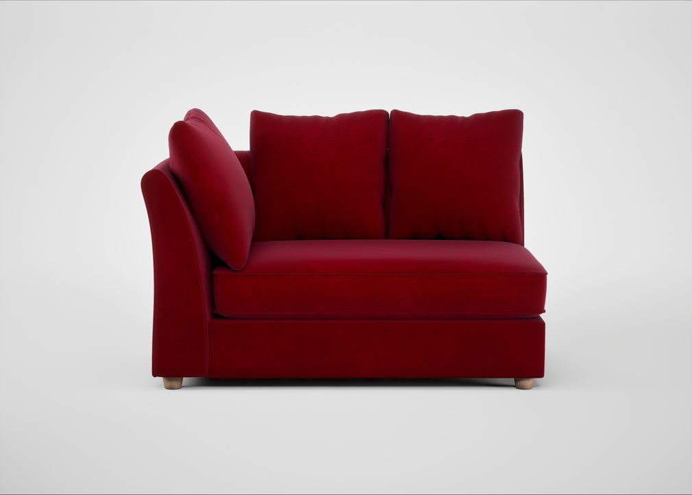 Tailor Large Curved Left Hand Facing Corner Unit Smart Luxe Velvet Mulberry / Natural
