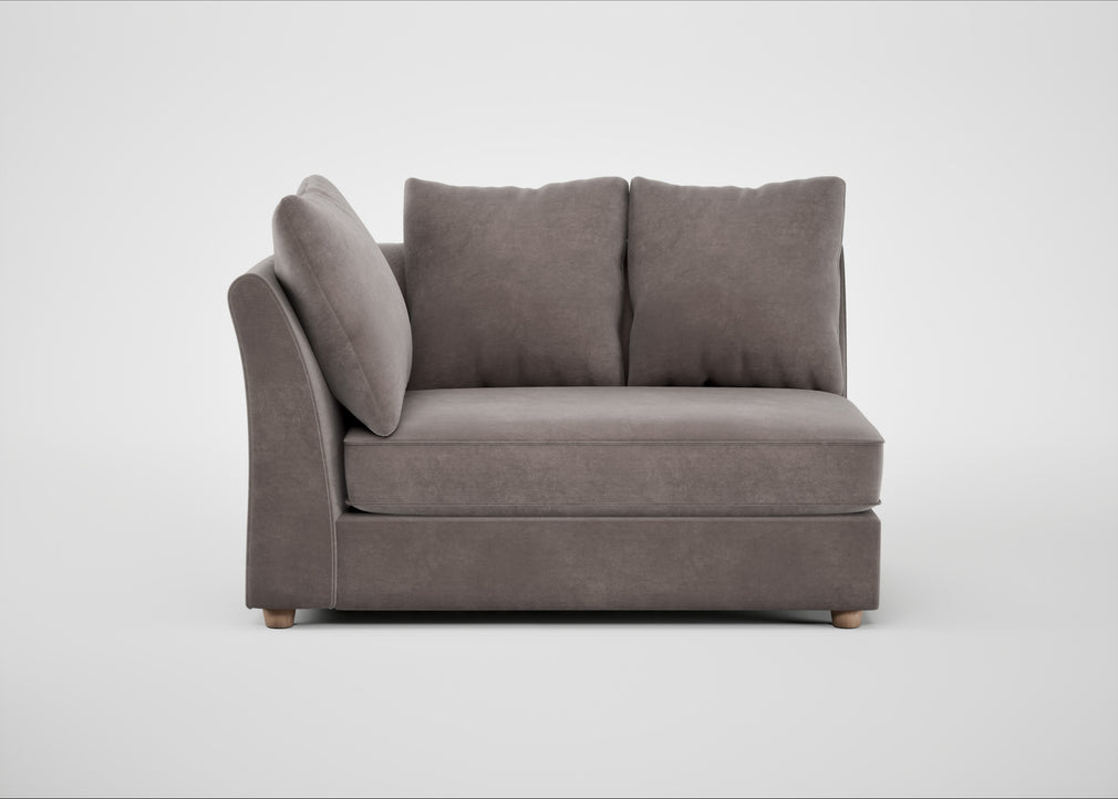 Tailor Large Curved Left Hand Facing Corner Unit Smart Luxe Velvet Mushroom / Natural