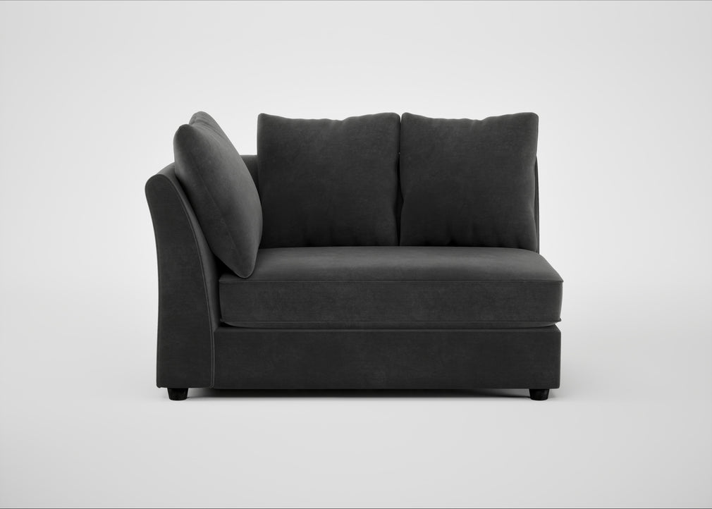 Tailor Large Curved Left Hand Facing Corner Unit Smart Luxe Velvet Nickel / Black