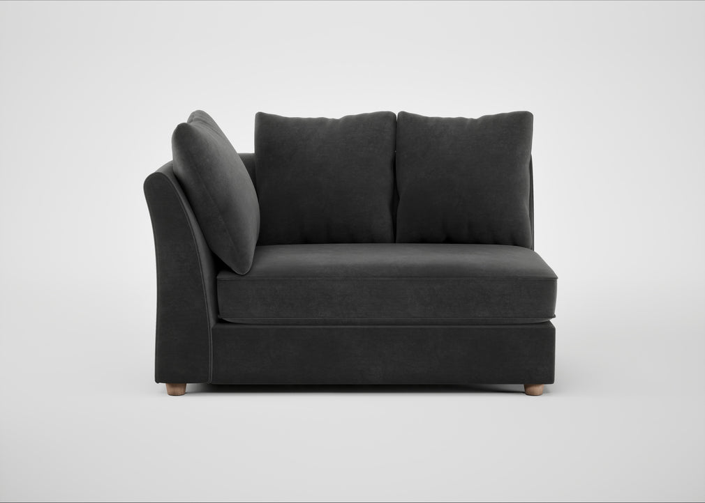 Tailor Large Curved Left Hand Facing Corner Unit Smart Luxe Velvet Nickel / Natural