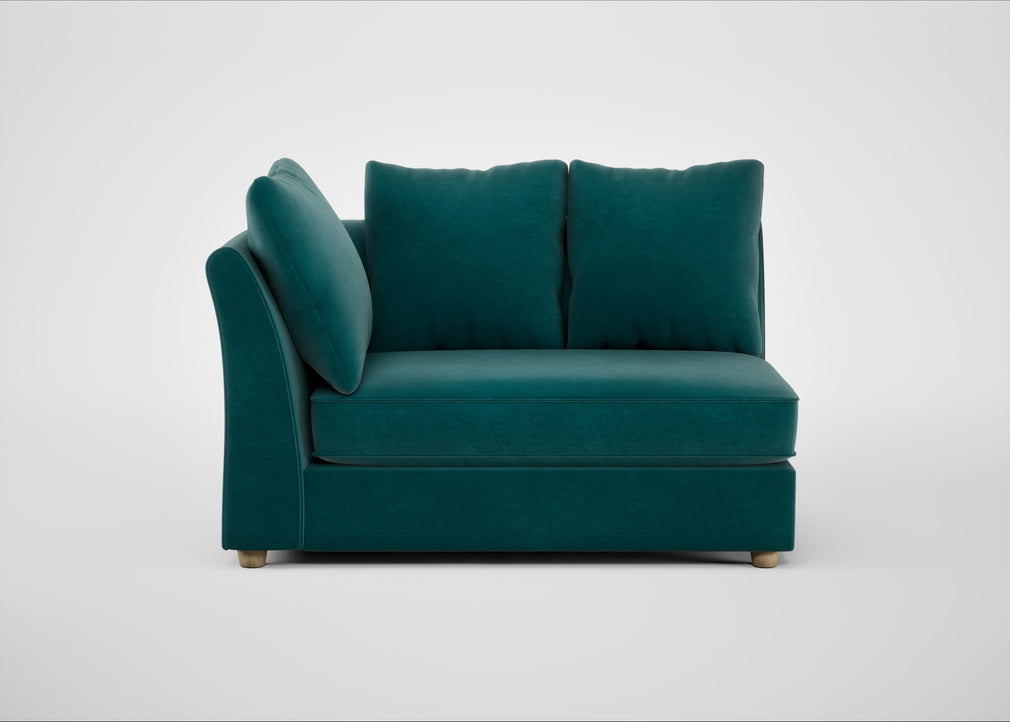 Tailor Large Curved Left Hand Facing Corner Unit Smart Luxe Velvet Ocean Green / Natural
