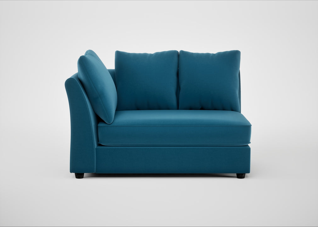 Tailor Large Curved Left Hand Facing Corner Unit Smart Velvet Ocean Blue / Black
