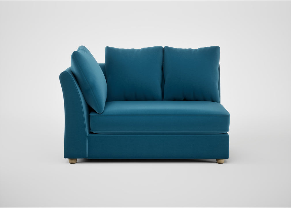 Tailor Large Curved Left Hand Facing Corner Unit Smart Velvet Ocean Blue / Natural