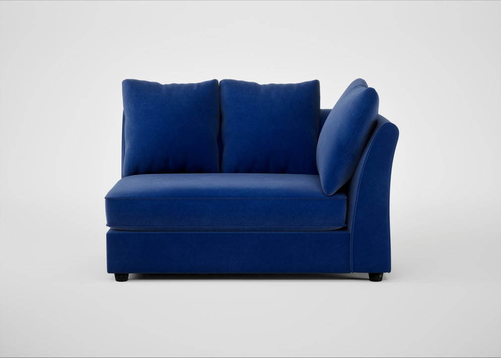 Tailor Large Curved Right Hand Facing Corner Unit Smart Luxe Velvet Azure / Black