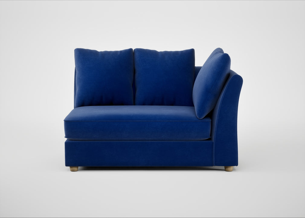 Tailor Large Curved Right Hand Facing Corner Unit Smart Luxe Velvet Azure / Natural