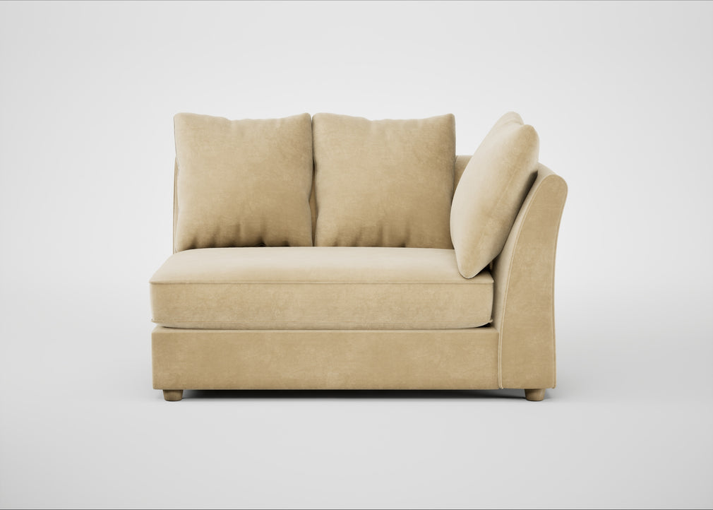 Tailor Large Curved Right Hand Facing Corner Unit Smart Luxe Velvet Biscuit / Natural
