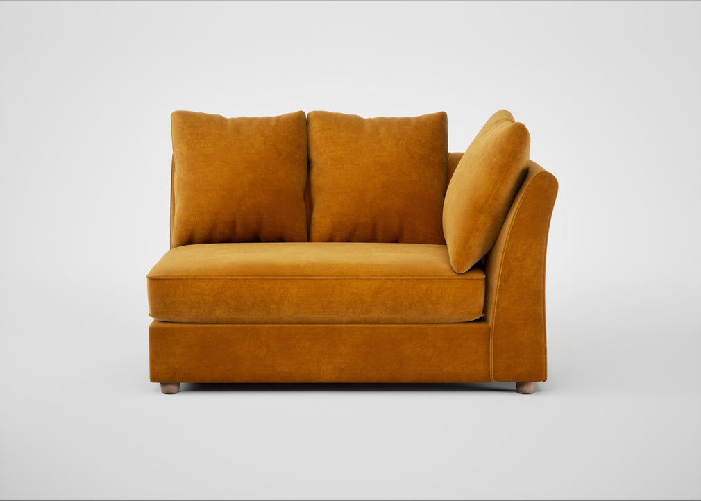 Tailor Large Curved Right Hand Facing Corner Unit Smart Luxe Velvet Cognac / Natural