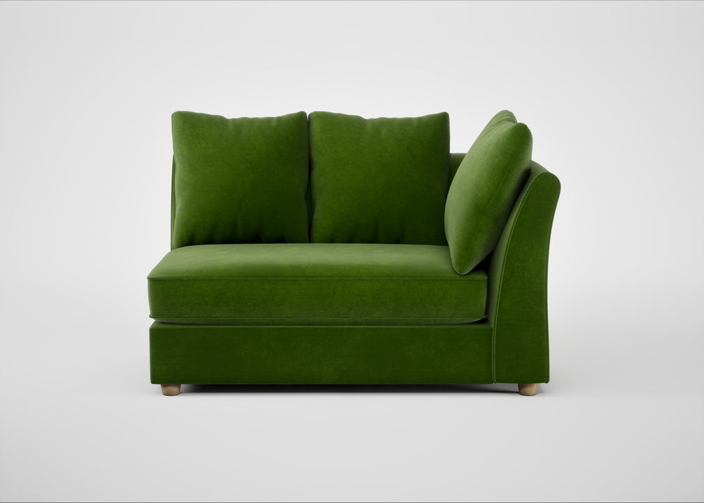 Tailor Large Curved Right Hand Facing Corner Unit Smart Luxe Velvet Grass / Natural