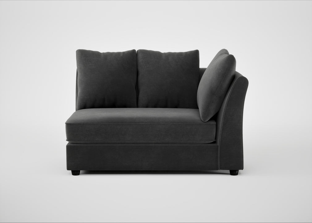 Tailor Large Curved Right Hand Facing Corner Unit Smart Luxe Velvet Nickel / Black