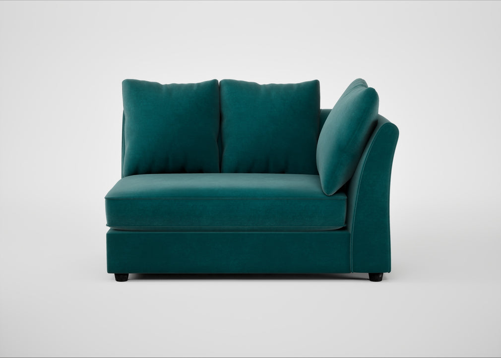 Tailor Large Curved Right Hand Facing Corner Unit Smart Luxe Velvet Ocean Green / Black