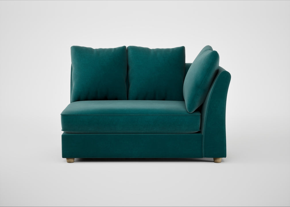 Tailor Large Curved Right Hand Facing Corner Unit Smart Luxe Velvet Ocean Green / Natural