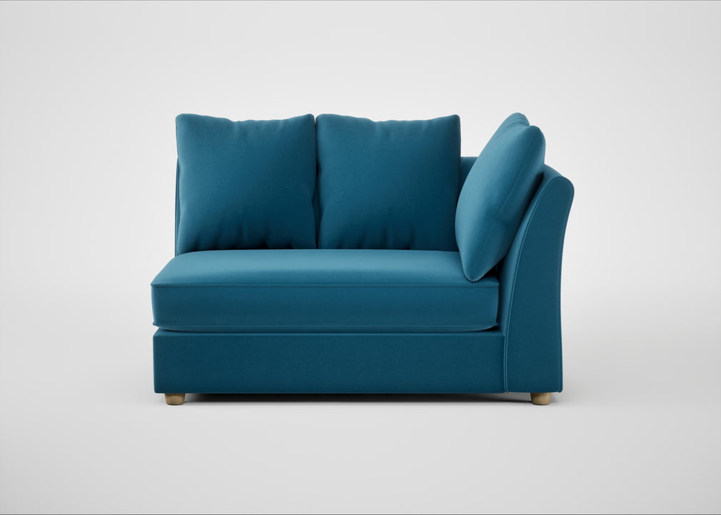 Tailor Large Curved Right Hand Facing Corner Unit Smart Velvet Ocean Blue / Natural