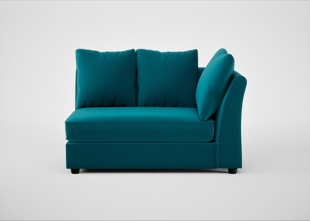 Tailor Large Curved Right Hand Facing Corner Unit Cotton Velvet Teal / Black