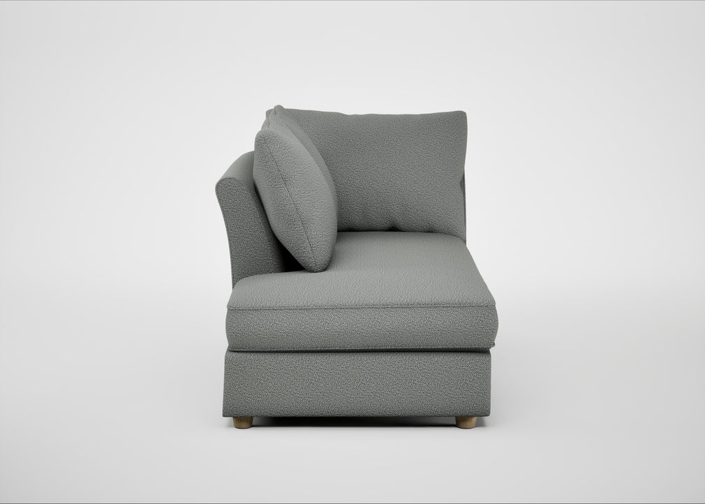 Tailor Left Hand Facing Chaise Unit Boucle Steel / Natural