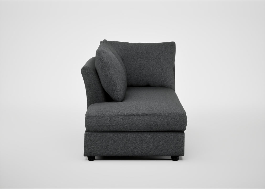 Tailor Left Hand Facing Chaise Unit Melton Wool Granite / Black