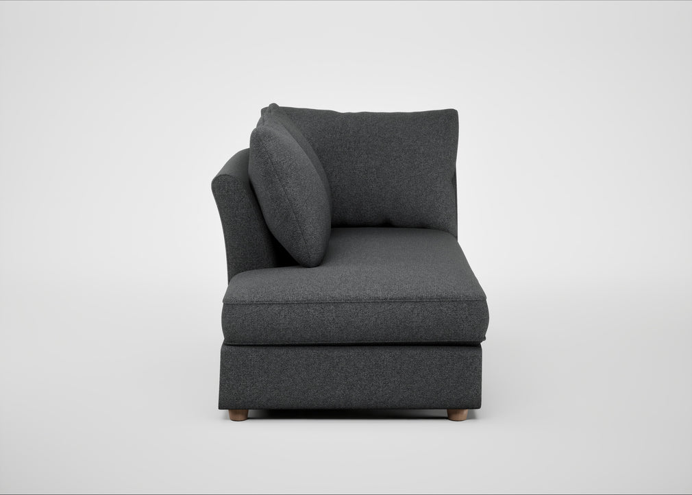 Tailor Left Hand Facing Chaise Unit Melton Wool Granite / Natural