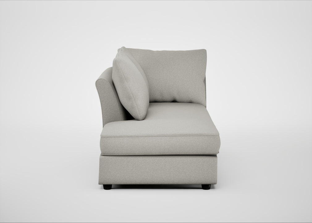 Tailor Left Hand Facing Chaise Unit Melton Wool Limestone / Black