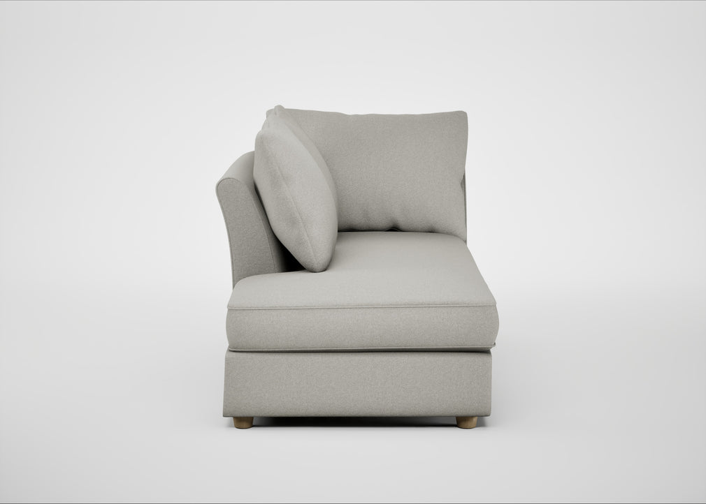 Tailor Left Hand Facing Chaise Unit Melton Wool Limestone / Natural