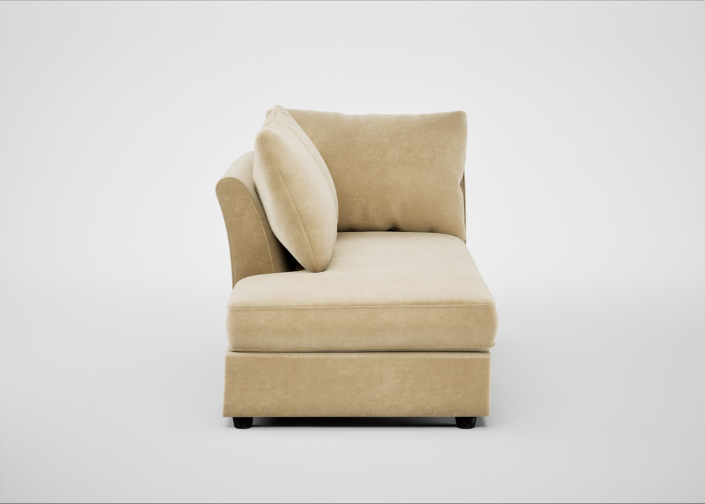 Tailor Left Hand Facing Chaise Unit Smart Luxe Velvet Biscuit / Black