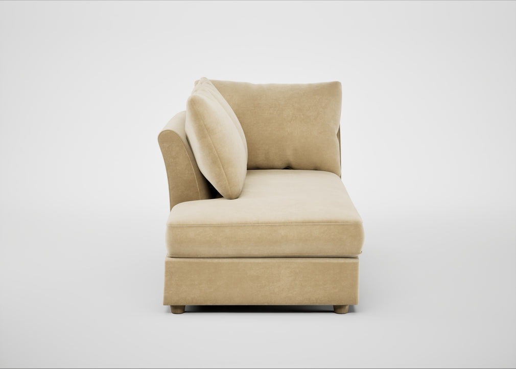 Tailor Left Hand Facing Chaise Unit Smart Luxe Velvet Biscuit / Natural
