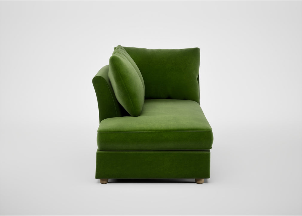 Tailor Left Hand Facing Chaise Unit Smart Luxe Velvet Grass / Natural