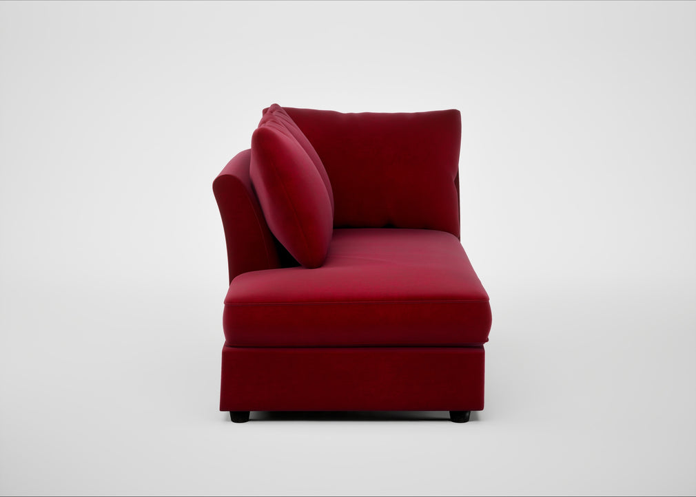 Tailor Left Hand Facing Chaise Unit Smart Luxe Velvet Mulberry / Black