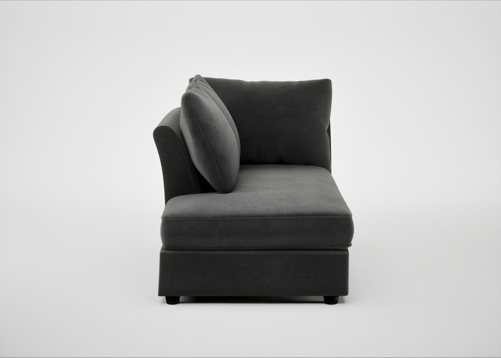 Tailor Left Hand Facing Chaise Unit Smart Luxe Velvet Nickel / Black
