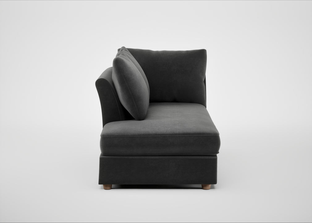 Tailor Left Hand Facing Chaise Unit Smart Luxe Velvet Nickel / Natural