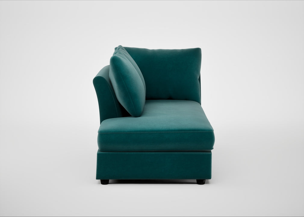 Tailor Left Hand Facing Chaise Unit Smart Luxe Velvet Ocean Green / Black