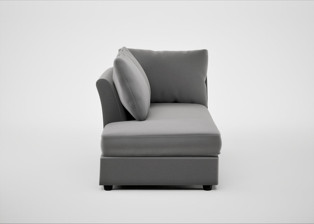 Tailor Left Hand Facing Chaise Unit Smart Velvet Mercury / Black