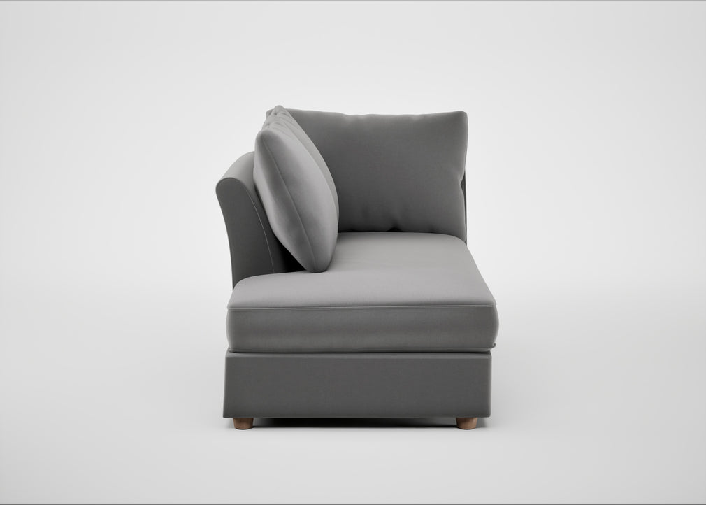 Tailor Left Hand Facing Chaise Unit Smart Velvet Mercury / Natural