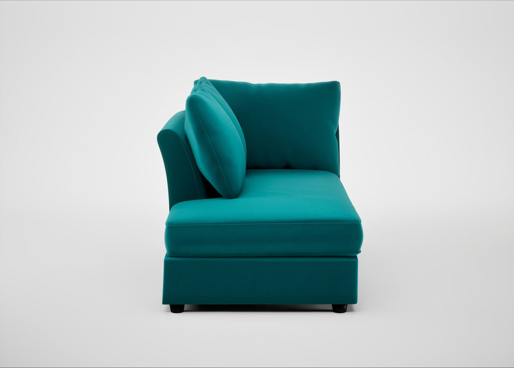 Tailor Left Hand Facing Chaise Unit Smart Velvet Petrol / Black