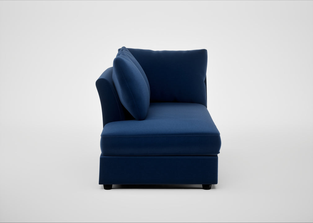 Tailor Left Hand Facing Chaise Unit Cotton Velvet Midnight / Black