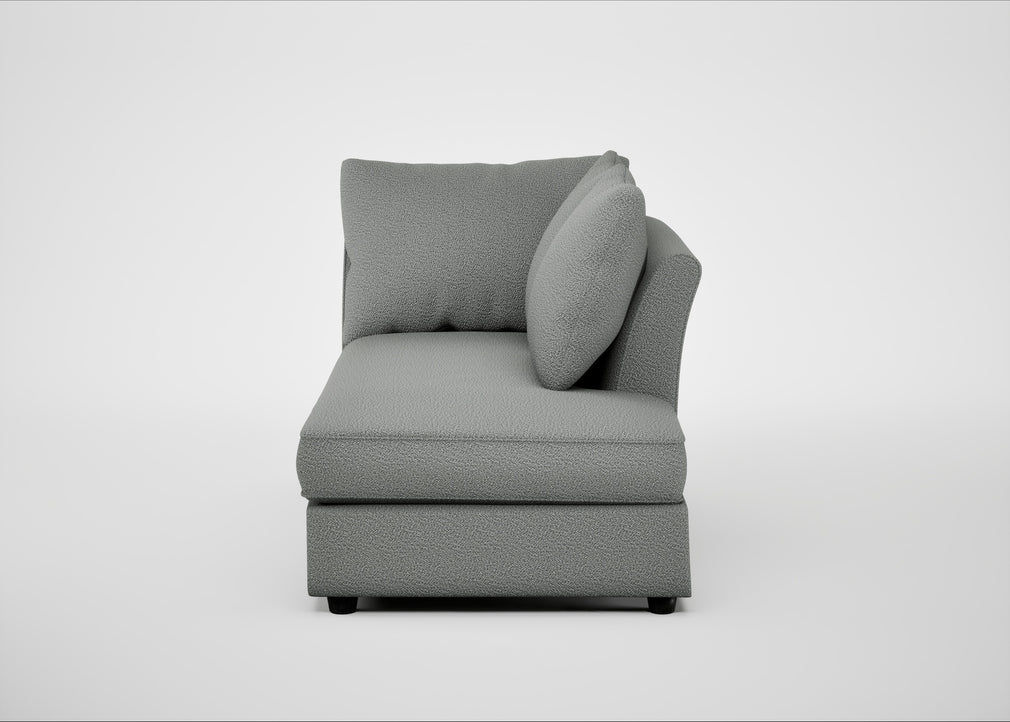 Tailor Right Hand Facing Chaise Unit Boucle Steel / Black